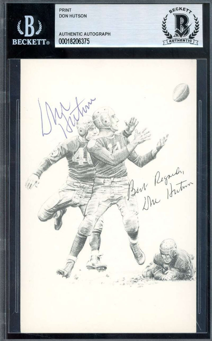 Don Hutson Beckett BAS Signed Hall Of Fame Trading Card Autograph
