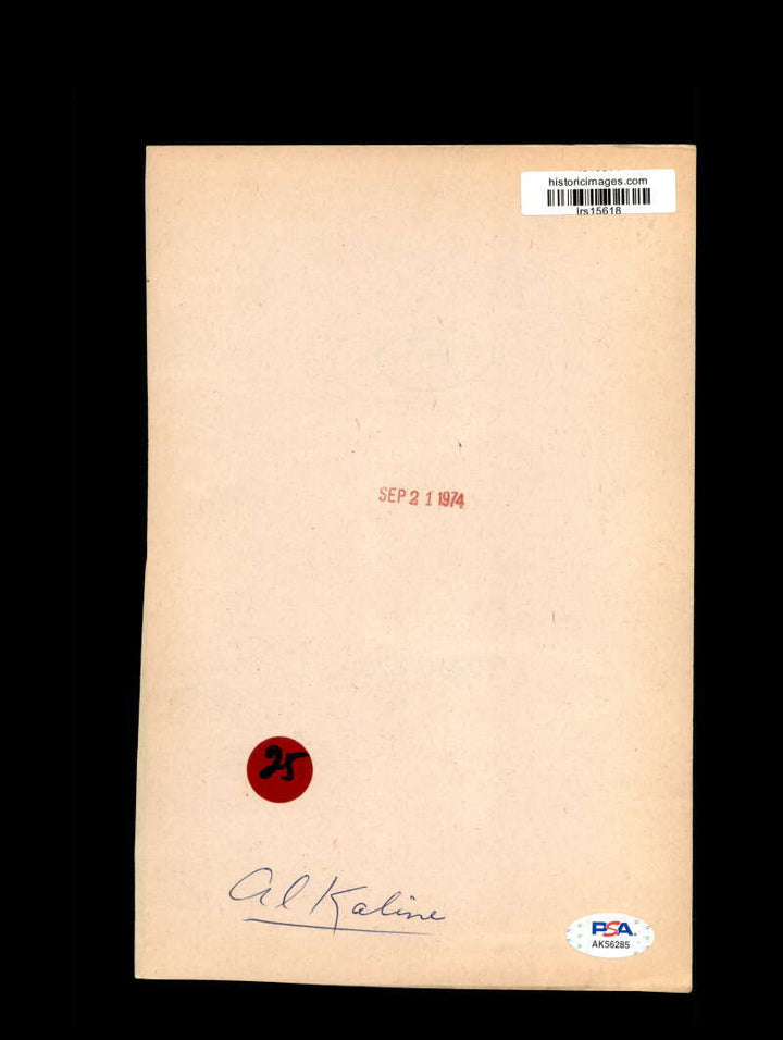 Al Kaline PSA DNA Signed 1974 9x6 Photo Autograph Tigers