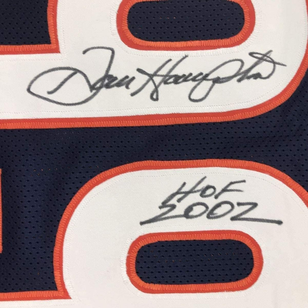 Framed Signed Dan Hampton HOF 2002 35x39 Chicago Blue Jersey JSA COA