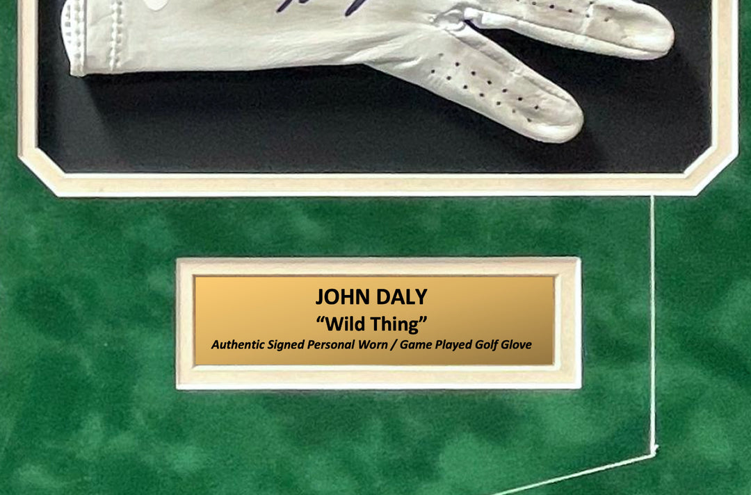 John Daly Signed & Game Played / Worn Golf Glove Framed JSA COA Photo Autograph