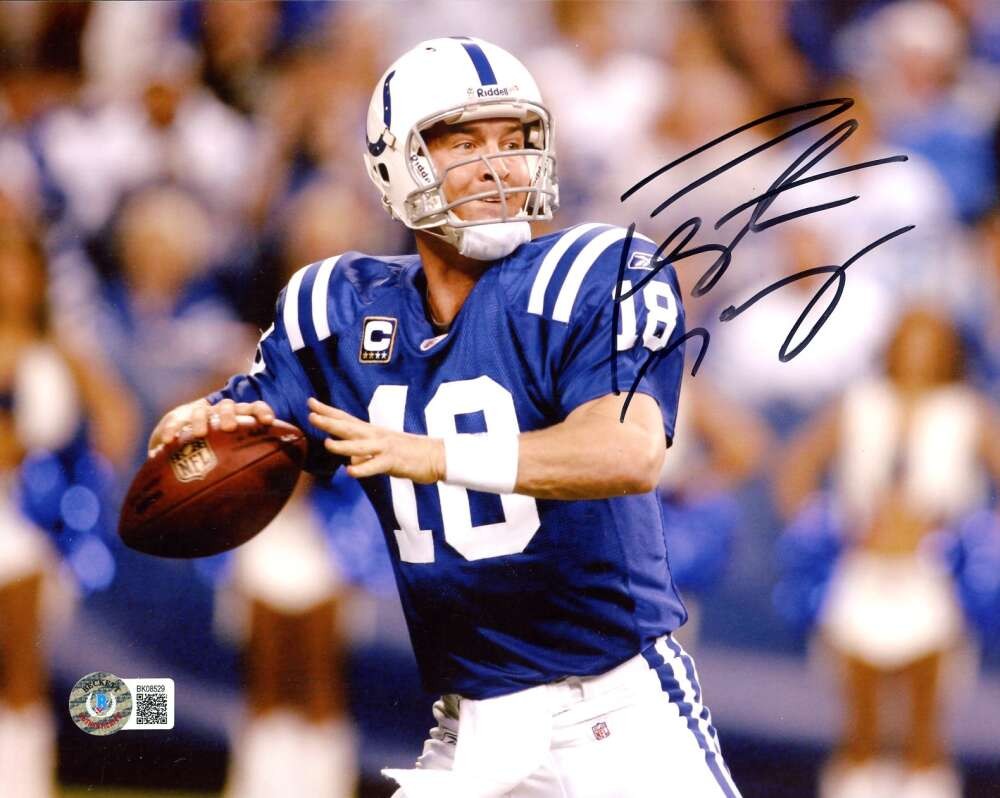 Peyton Manning Beckett BAS Signed 8x10 Photo Autograph