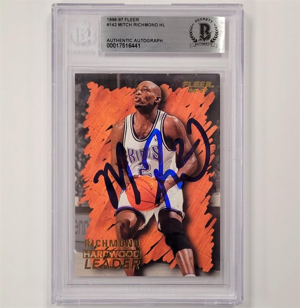 1996-97 Fleer Metal Hardwood Ldr 142 Mitch Richmond signed card auto Beckett BAS