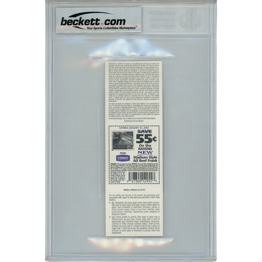 Ray Lewis Autographed Baltimore Ravens 11/30/03 Full Ticket Stub Beckett 47596