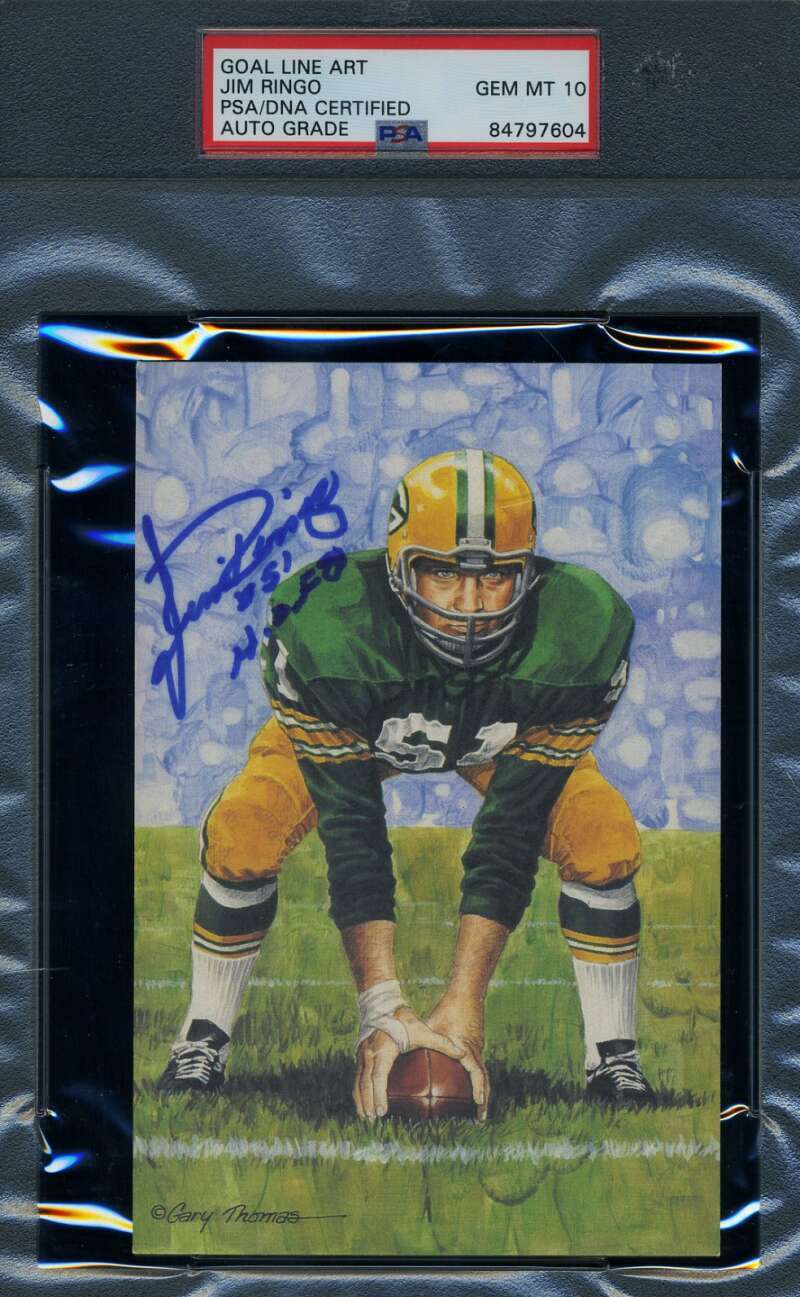 Jim Ringo Gem Mint 10 PSA DNA Signed Goal Line Art Card GLAC Autograph