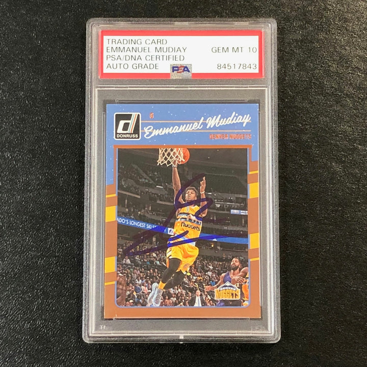 2016-17 Donruss #85 Emmanuel Mudiay Signed Card AUTO 10 PSA Slabbed Nuggets