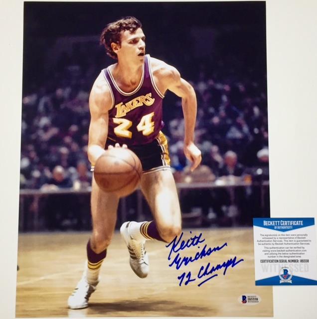 KEITH ERICKSON Signed "72 CHAMPS" Lakers 11x14 Photo w/ BAS Beckett Witness COA
