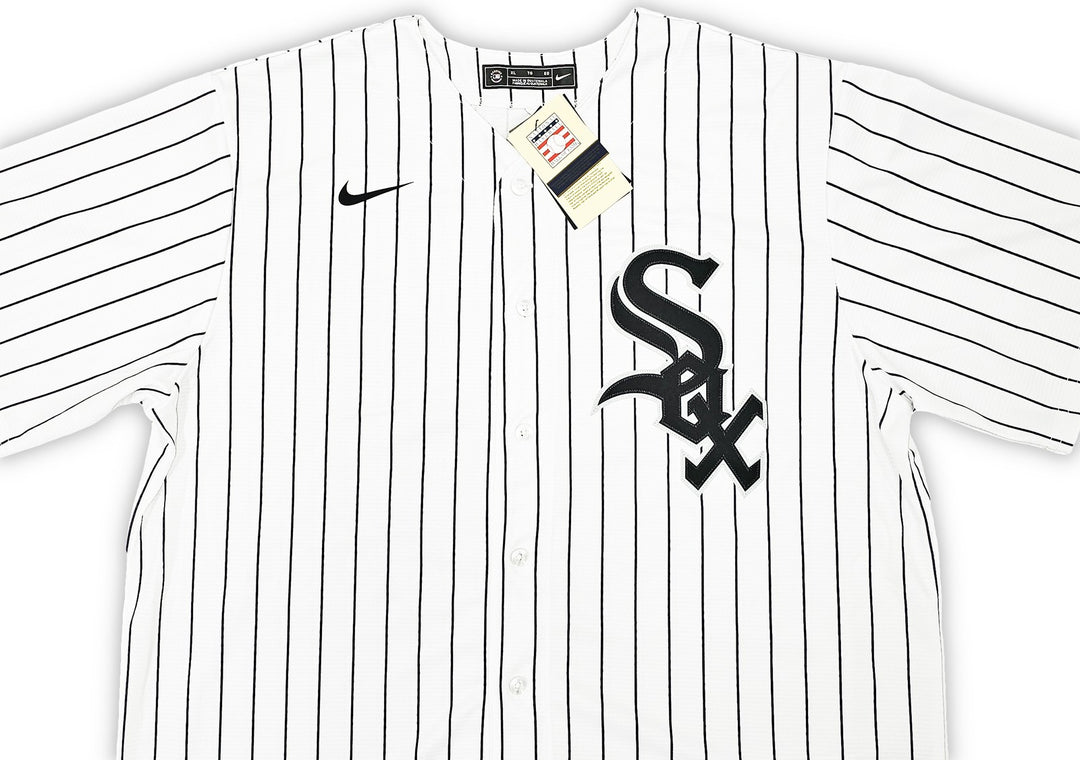 White Sox Frank Thomas Signed White Pinstripes Nike Jersey Size XL Beckett Wit