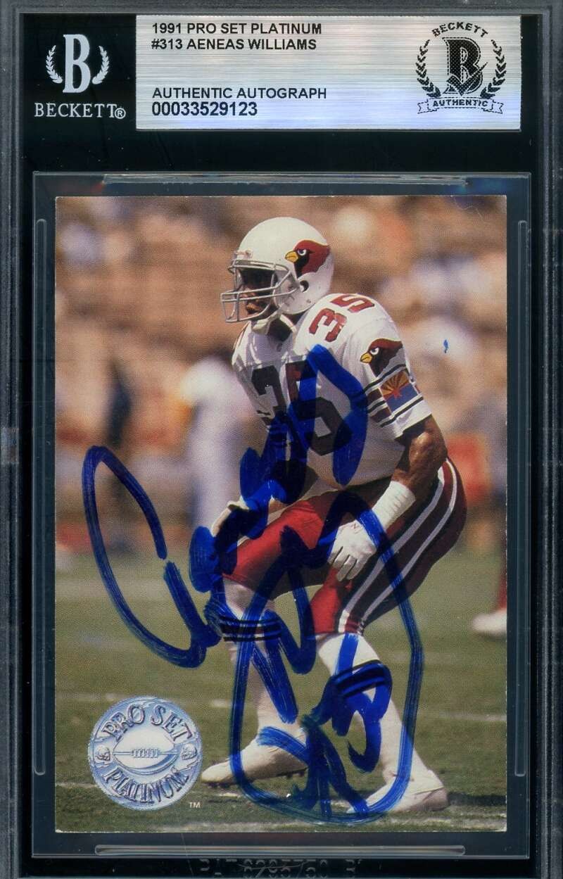 Aeneas Williams Beckett BAS Signed 1991 Pro Set Platinum Rookie Autograph