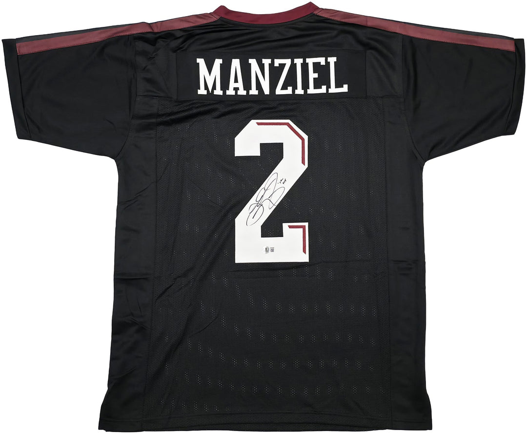 Texas A&M Aggies Johnny Manziel Signed Black Jersey "12 HT" Beckett Witness