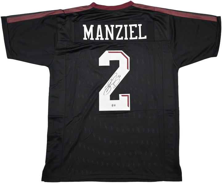 Texas A&M Aggies Johnny Manziel Signed Black Jersey "12 HT" Beckett Witness