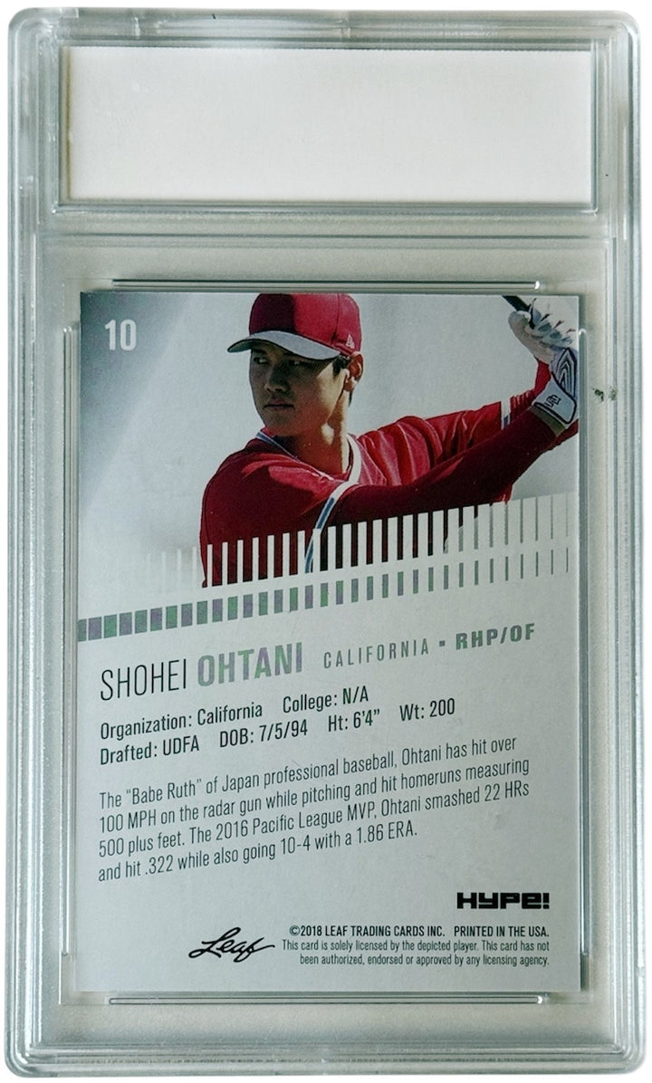 Shohei Ohtani 2018 Leaf HYPE! Rookie Card #10- PGI Graded 10 Gem Mint (Angels)