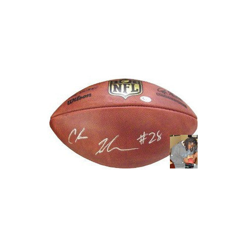 Chris Johnson signed Official Wilson NFL Official Duke Football Famous Ink Holo
