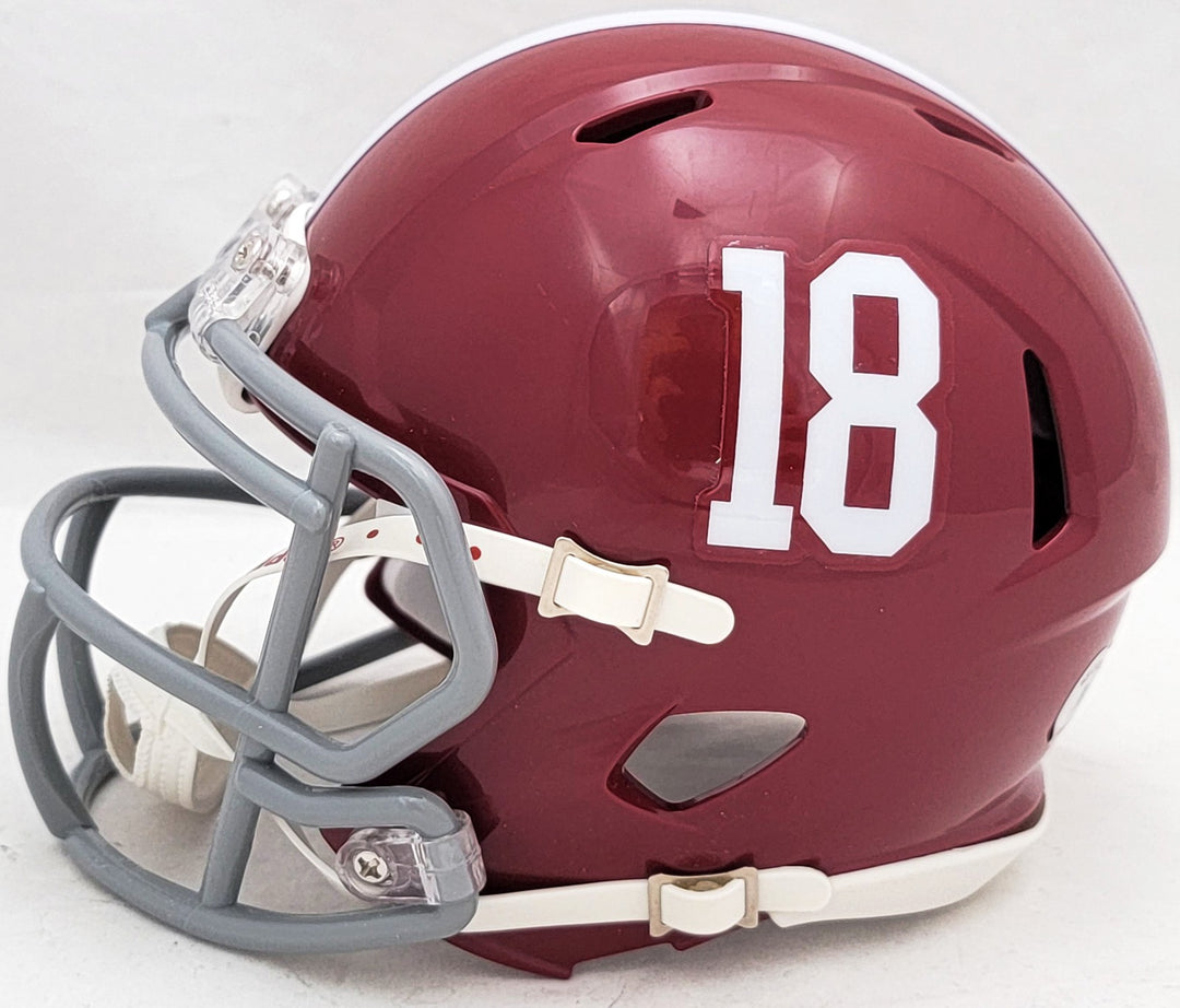 Mac Jones Signed Alabama Crimson Tide Red Speed Mini Helmet Beckett Wit