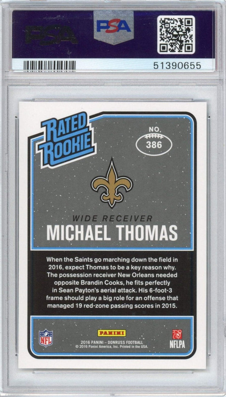 Graded 2016 Panini Donruss Michael Thomas #386 Rookie RC Football Card PSA 10