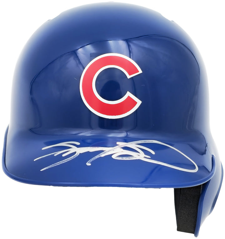 Sammy Sosa Signed Chicago Cubs Blue Mini Helmet Beckett Wit