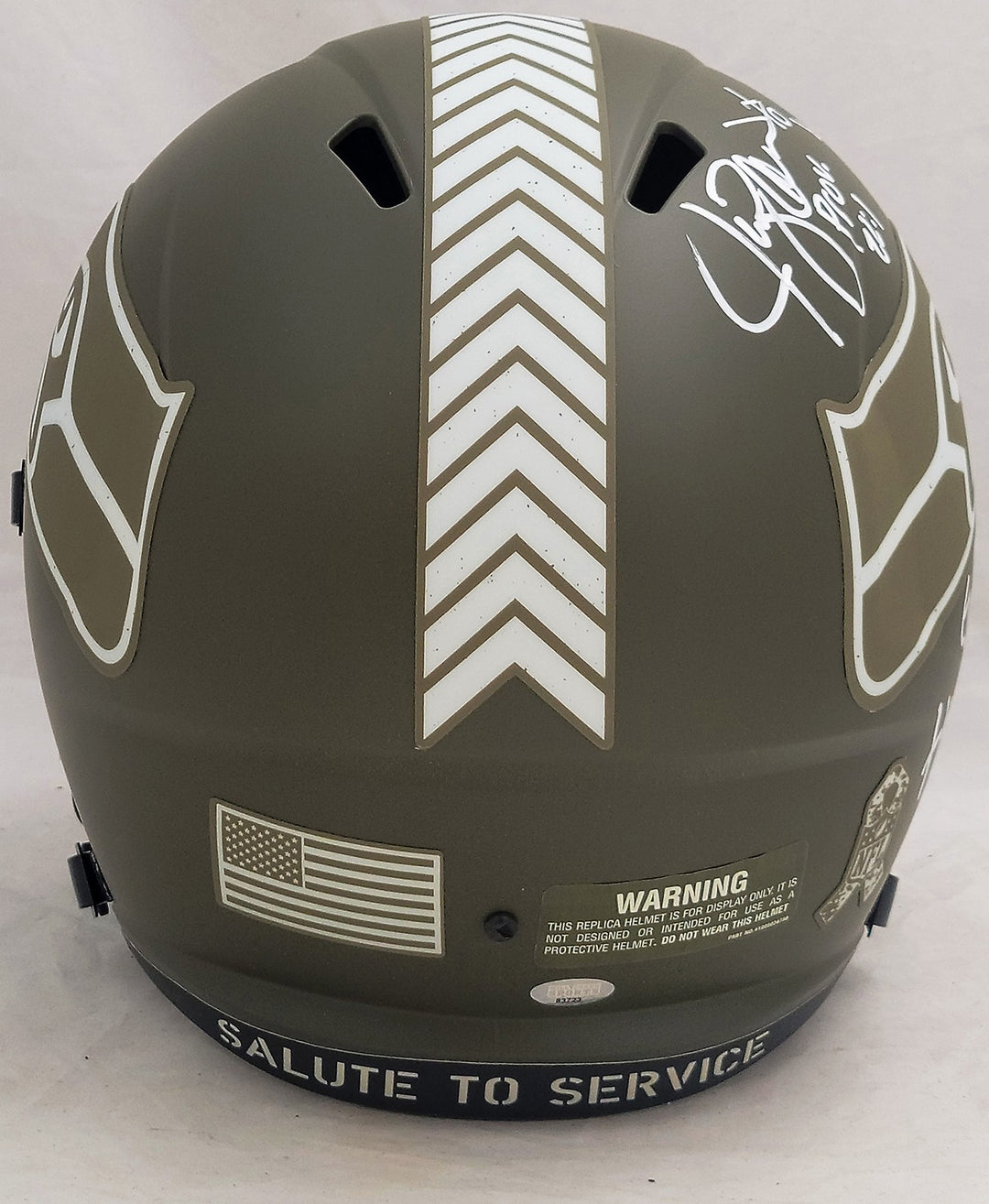 Steve Largent Jim Zorn Auto Seahawks Camo Salute To Service FS Helmet Go Hawks