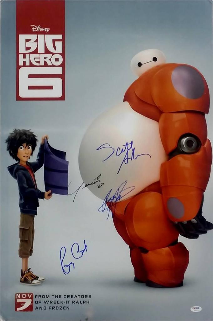 Scott Adsit Ryan Potter Genesis Rodriguez Signed Big Hero 6 20x30 Photo PSA LOA