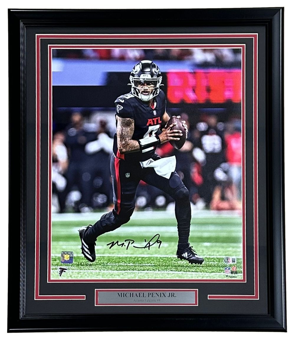 Michael Penix Jr Signed Framed 16x20 Atlanta Falcons Photo BAS