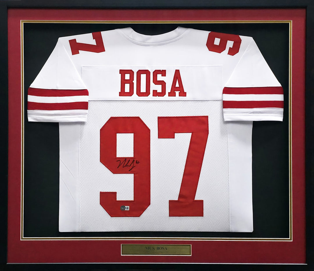 San Francisco 49ers Nick Bosa Signed Framed White Jersey Beckett Witness