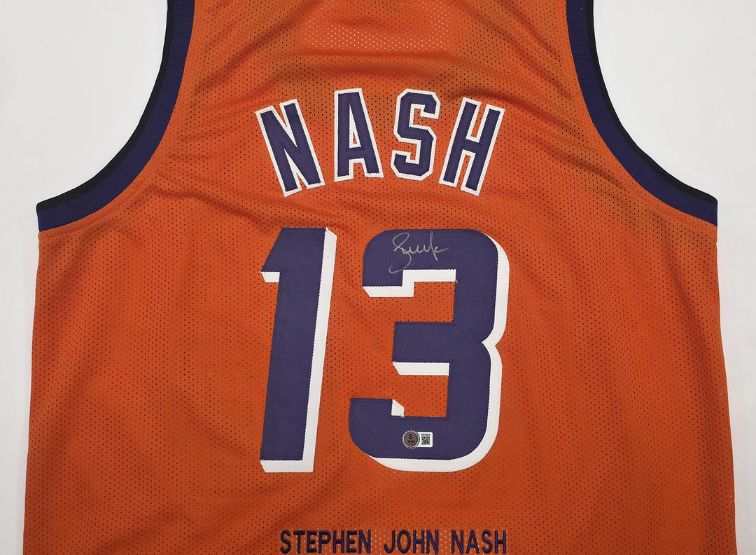 Phoenix Suns Steve Nash Autographed Signed Orange Stat Jersey Beckett Wit