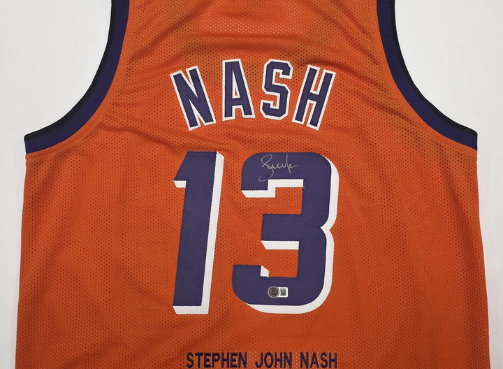 Phoenix Suns Steve Nash Autographed Signed Orange Stat Jersey Beckett Wit