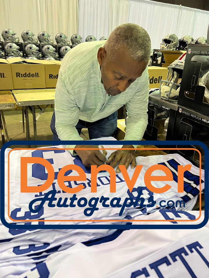 Tony Dorsett Autographed Pro Style Sz XL White Jersey Beckett Witness 56401