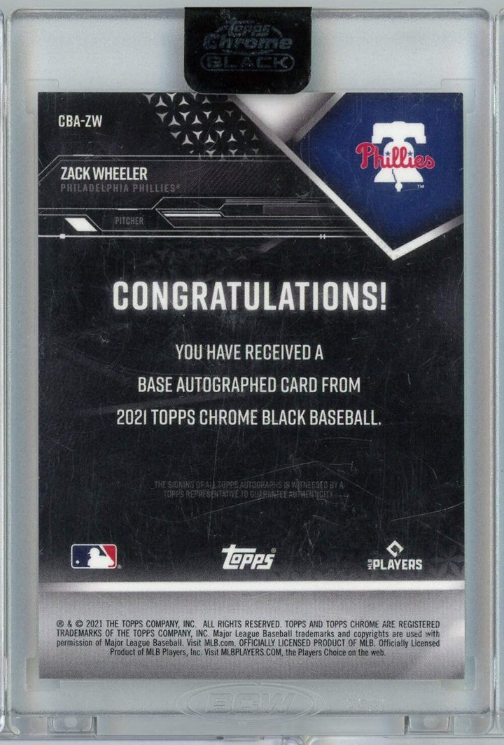2021 Topps Chrome Black Zack Wheeler #CBAZW /25 Orange Auto Baseball Card