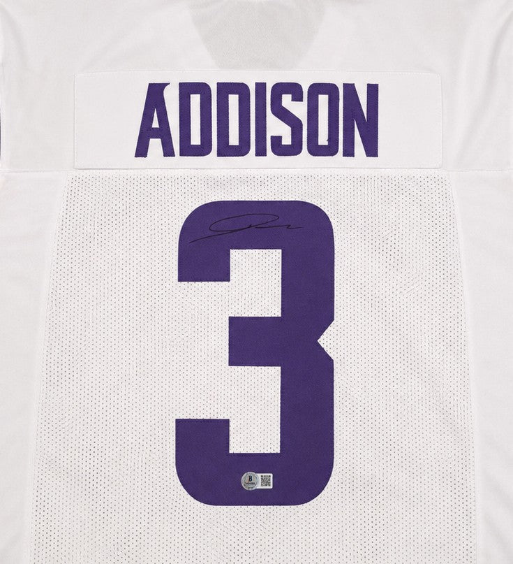 Minnesota Vikings Jordan Addison Signed White Jersey Beckett BAS QR