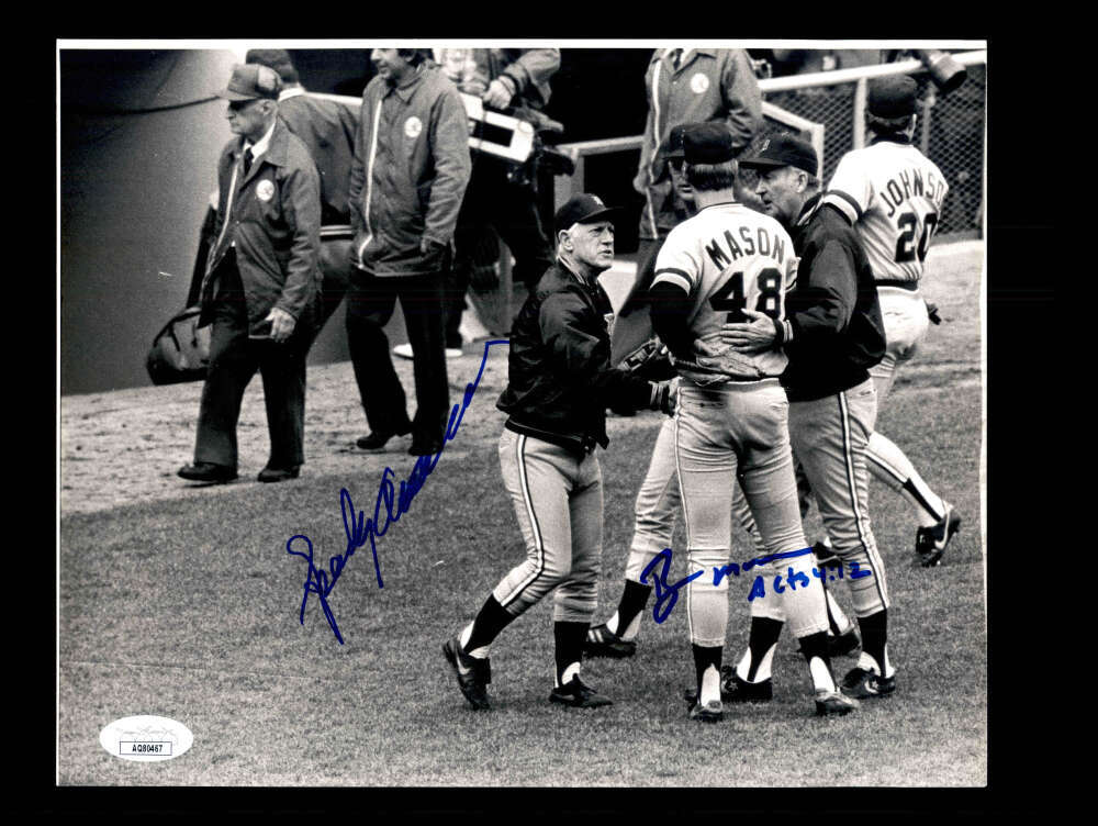 Sparky Anderson Roger Mason JSA Cert Signed  Vintage 8x10 Photo Autograph Tigers