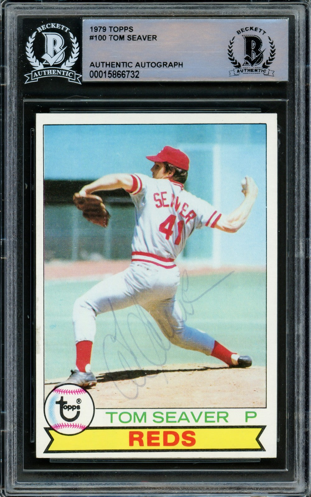 Tom Seaver Signed 1979 Topps Card #100 Cincinnati Reds Beckett BAS #15866732