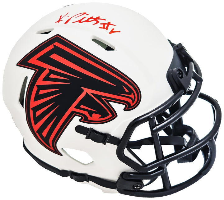 Kyle Pitts Auto Signed Falcons Lunar Eclipse White Speed Mini Helmet Beckett Wit