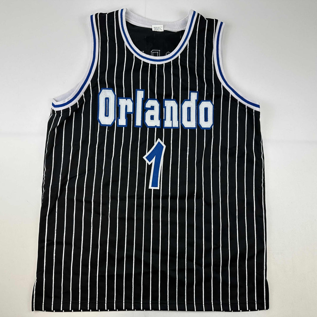 Facsimile Autographed Tracy McGrady Orlando Black Pinstripe Reprint Jersey XL