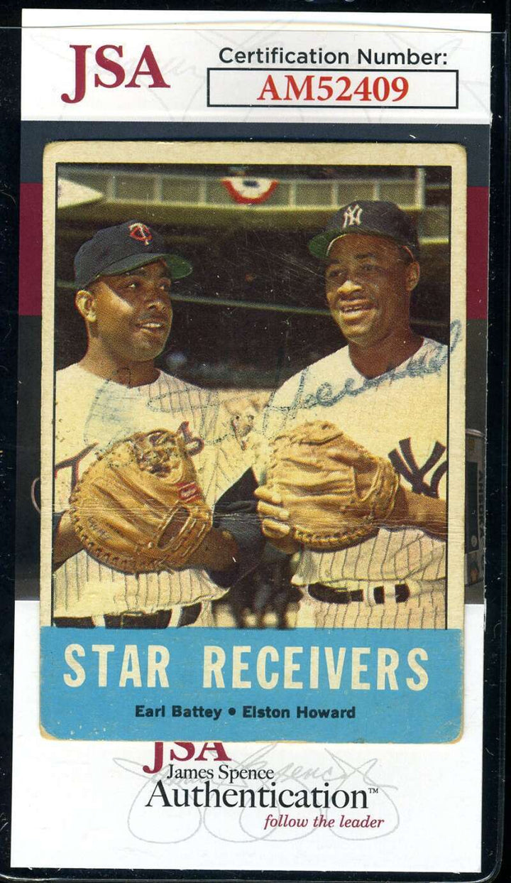 Elston Howard JSA Coa Signed 1963 Topps Star Receivers Autograph