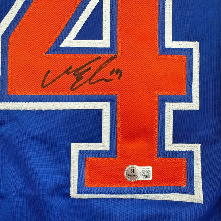 Autographed/Signed Mattias Ekholm Edmonton Blue Jersey Beckett BAS COA