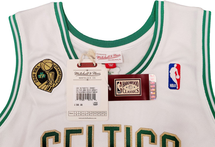 Boston Celtics Kevin Garnett Signed White & Gold Mitchell & Ness Hardwood