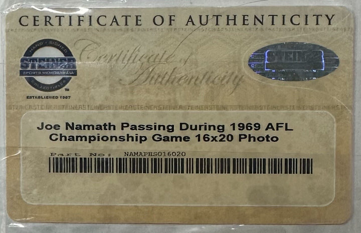 Joe Namath Signed 16x20 Framed 1969 AFL Championship Photo Ny Jets Auto Steiner