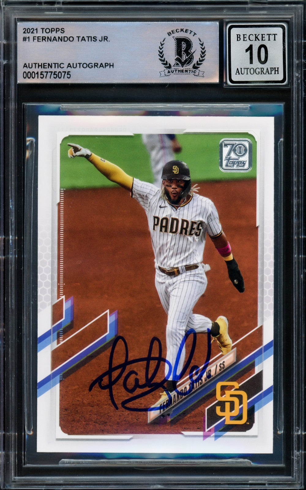 Fernando Tatis Jr. Signed 2021 Topps Card 1 San Diego Padres Auto GM 10 Beckett