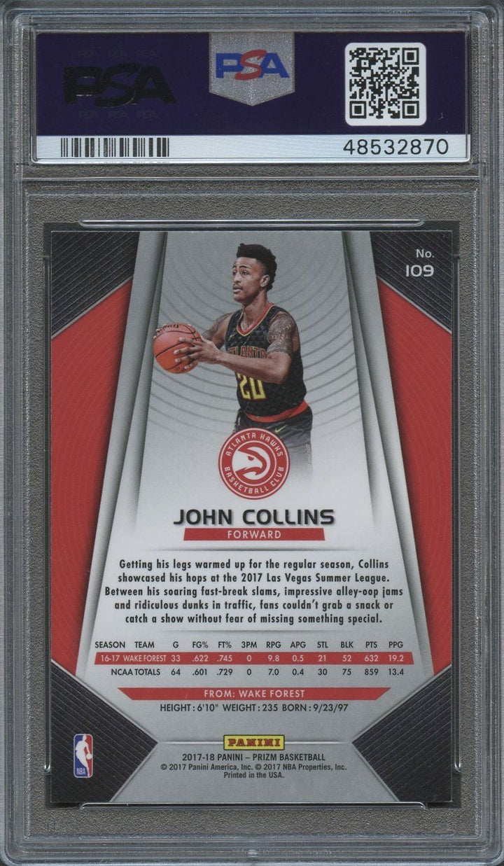 2017 Panini Prizm #109 John Collins Prizm PSA 9 Mint RC