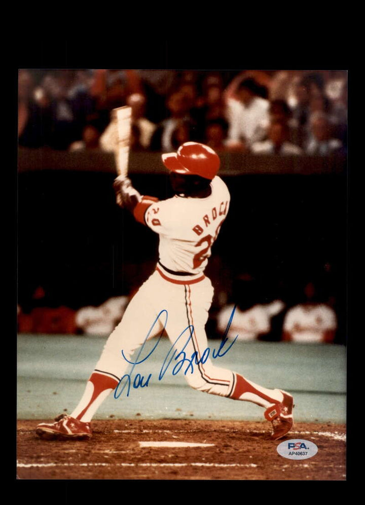Lou Brock PSA DNA Autograph 8x10 Photo Signed Cardinals
