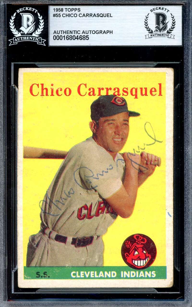 Chico Carrasquel Beckett BAS Signed 1958 Topps Autograph