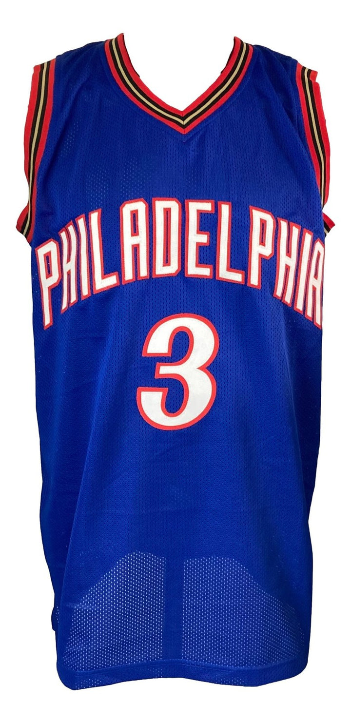 Allen Iverson Philadelphia Signed Blue Basketball Jersey BAS