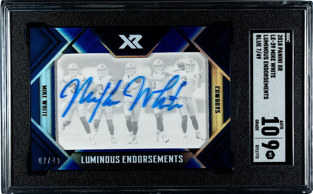 Mike White signed 2018 Panini XR Luminous RC Card  /49-SGC Graded 9 Mint/10 Auto