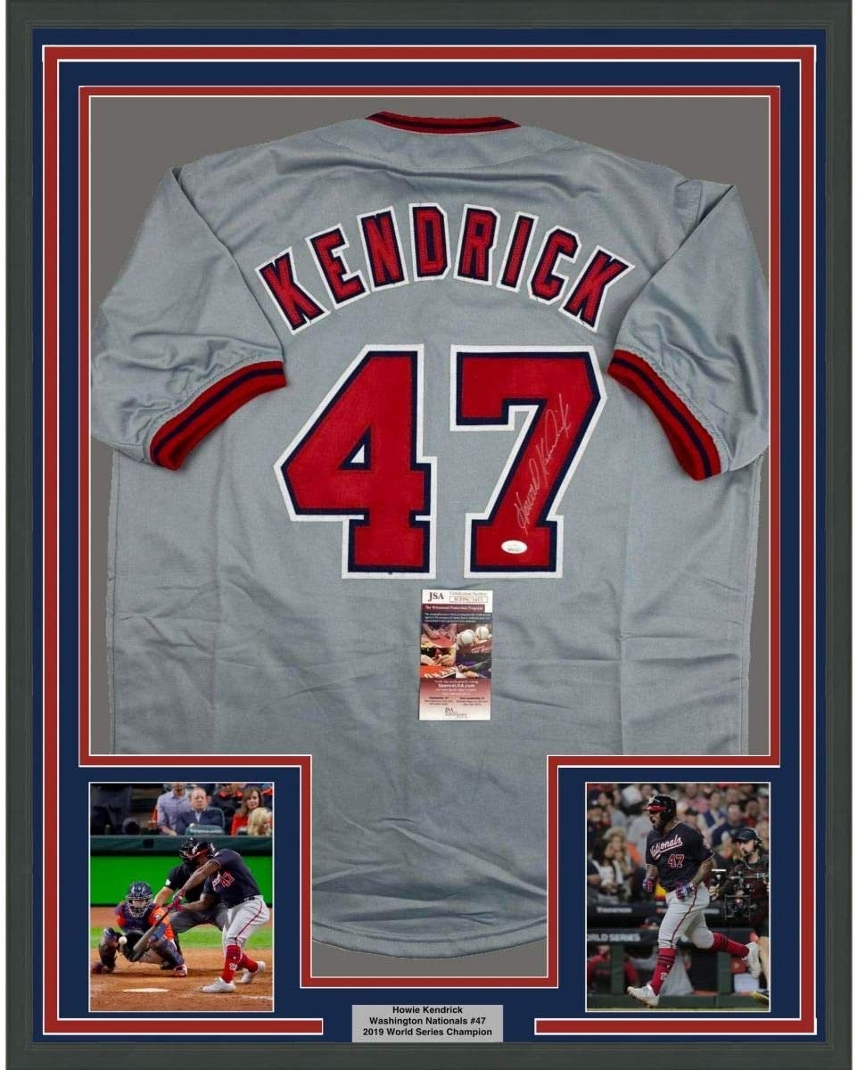 FRAMED Signed HOWIE KENDRICK 35x39 Washington Grey Jersey JSA COA