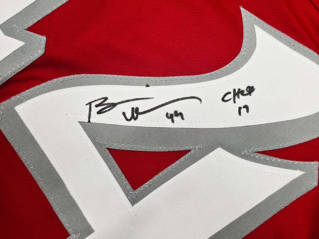 University of New Mexico Brian Urlacher Signed Red Jersey "CHOF 17" Beckett Wit