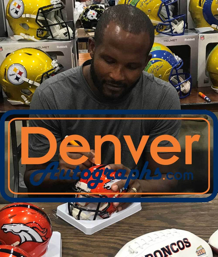 Champ Bailey Autographed Denver Broncos Flash Mini Helmet Beckett 35561