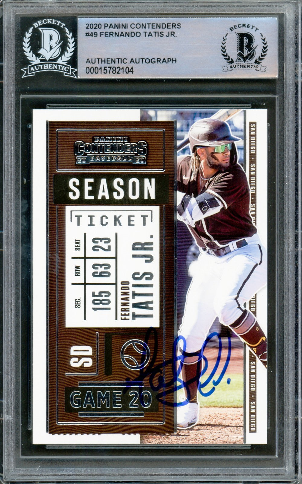 Fernando Tatis Jr. Signed 2020 Panini Contenders Card #49 San Diego Padres