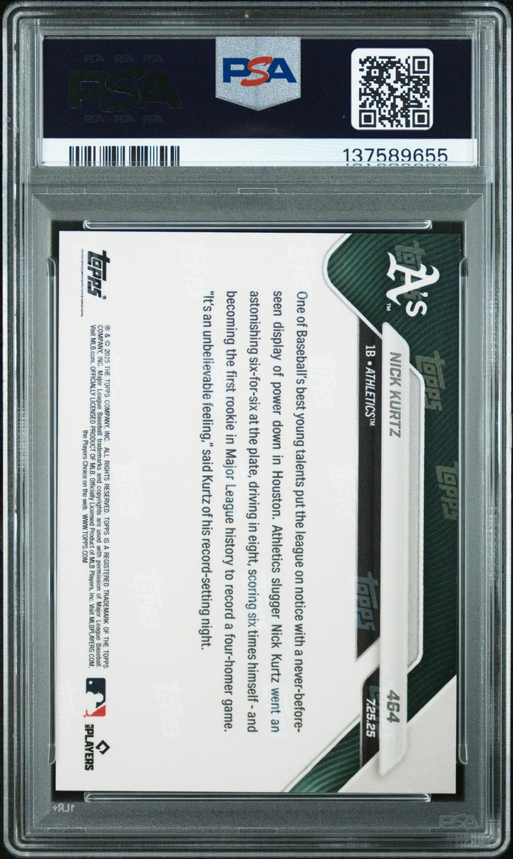 Graded 2025 Topps Now Nick Kurtz #464 Rookie RC Card PSA 10 Gem Mint