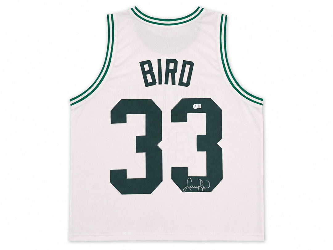 Boston Celtics Larry Bird Signed White Jersey Beckett BAS QR