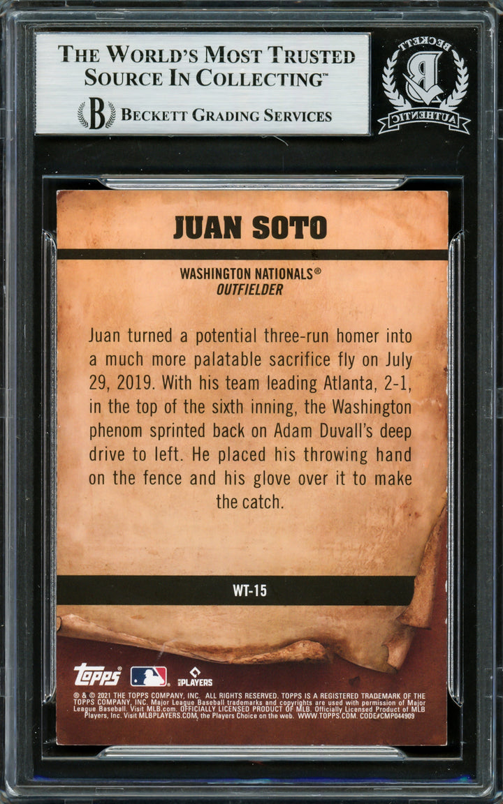 Juan Soto Signed 2021 Topps Big League Wanted Card WT15 Mets Beckett #16704366