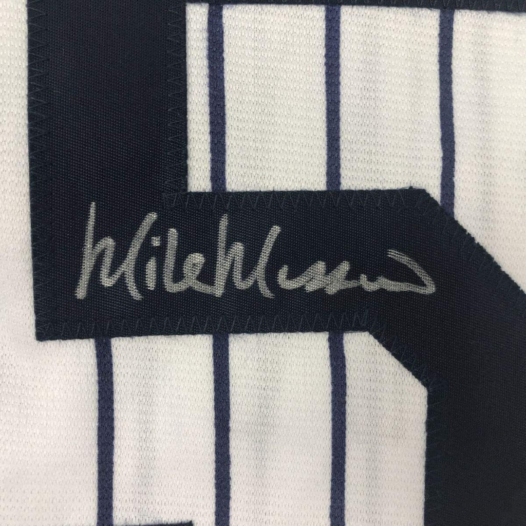 Autographed/Signed MIKE MUSSINA New York Pinstripe Jersey JSA COA Auto